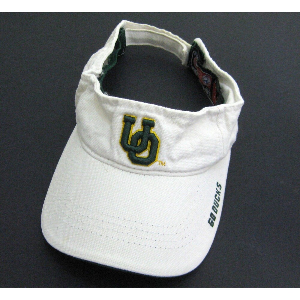 Oregon Ducks Visor Hat White Green Adult Adjustable Logo Colosseum Sports Cotton